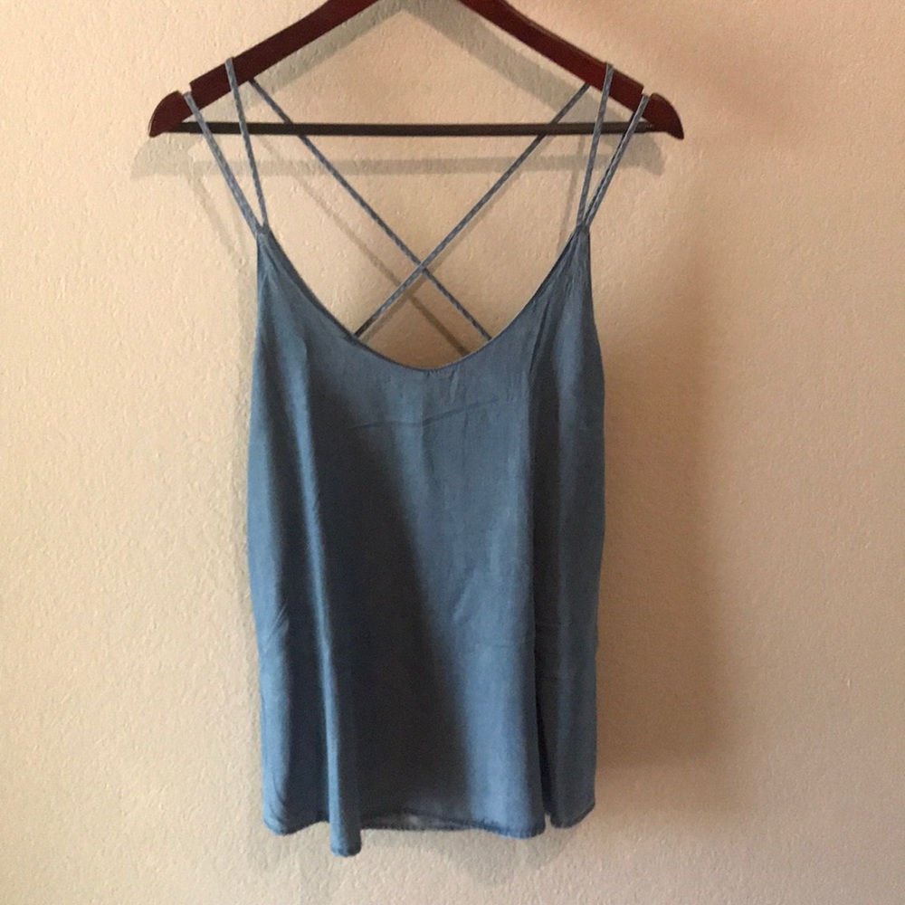 Cross Back Chambray Tank